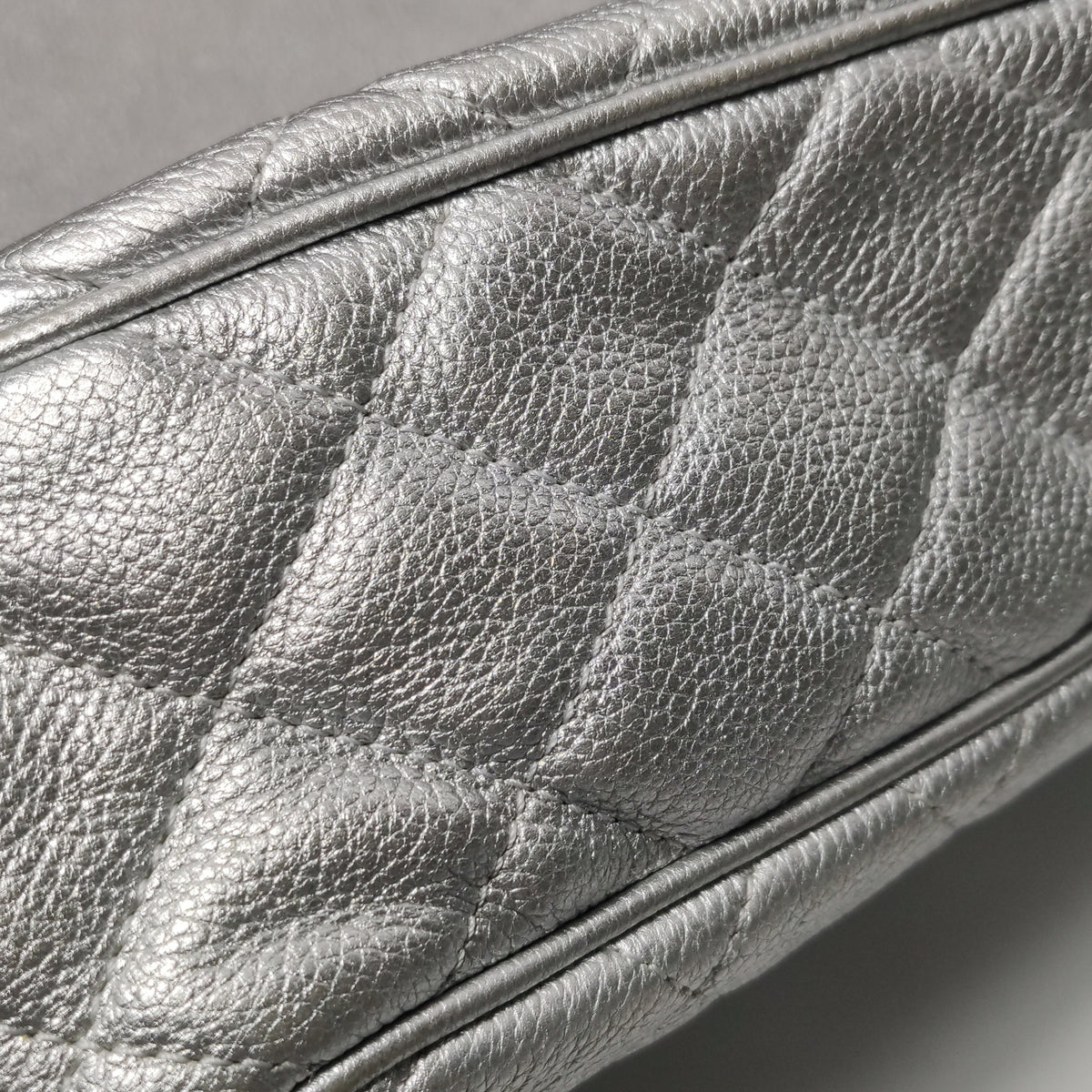 Chanel Quilted Small Chain Detail Flap Metallic Calfskin Silver