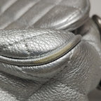 Chanel Quilted Small Chain Detail Flap Metallic Calfskin Silver