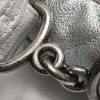 Chanel Quilted Small Chain Detail Flap Metallic Calfskin Silver