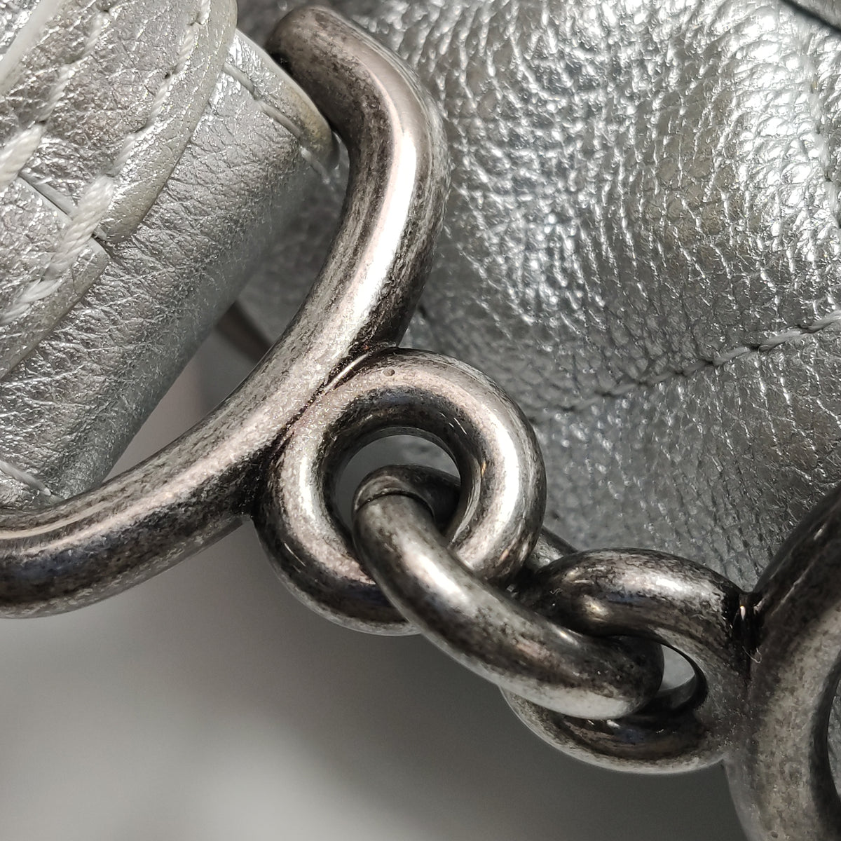 Chanel Quilted Small Chain Detail Flap Metallic Calfskin Silver