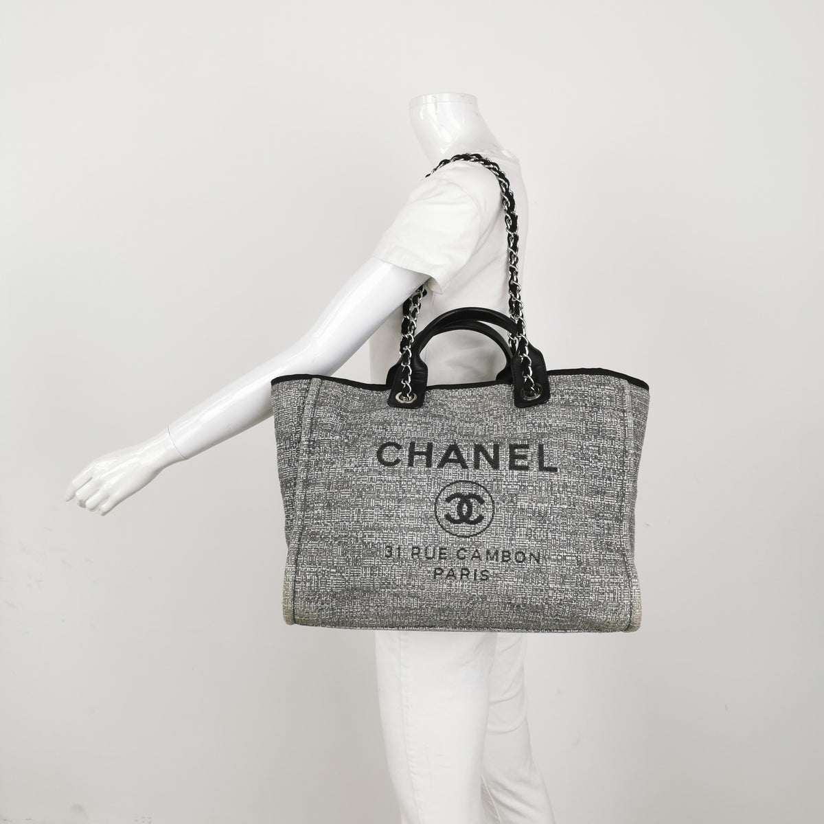 Chanel Deauville Large Gray Top Handle