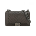 Chanel Chevron Boy Brown Caviar Medium