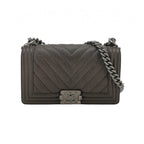 Chanel Chevron Boy Brown Caviar Medium