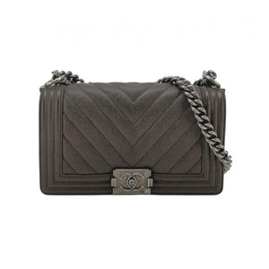 Chanel Chevron Boy Brown Caviar Medium