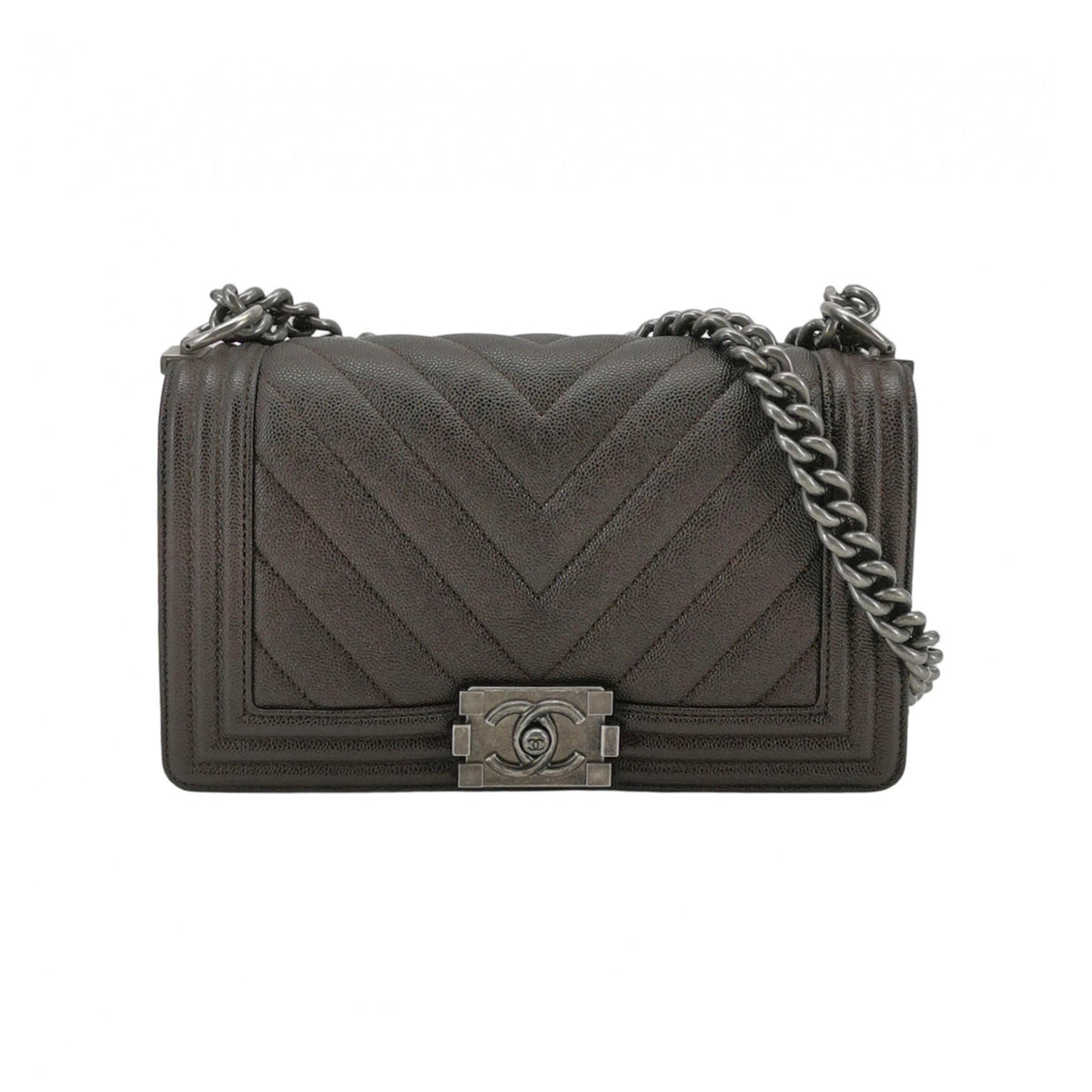 Chanel Chevron Boy Brown Caviar Medium