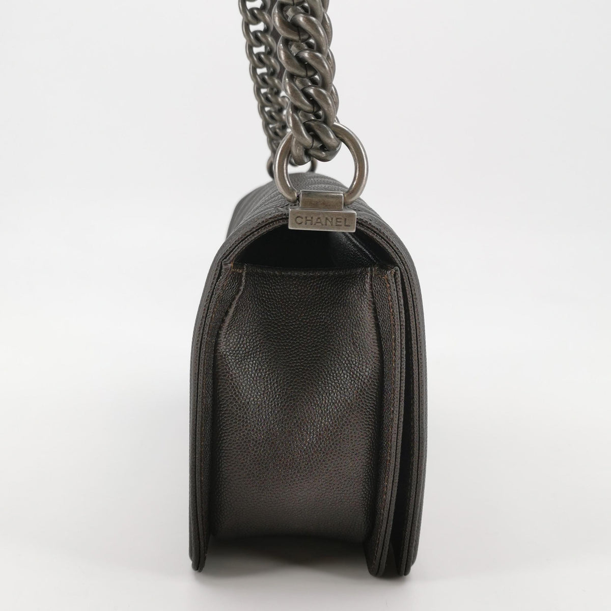 Chanel Chevron Boy Brown Caviar Medium