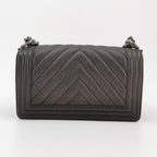 Chanel Chevron Boy Brown Caviar Medium