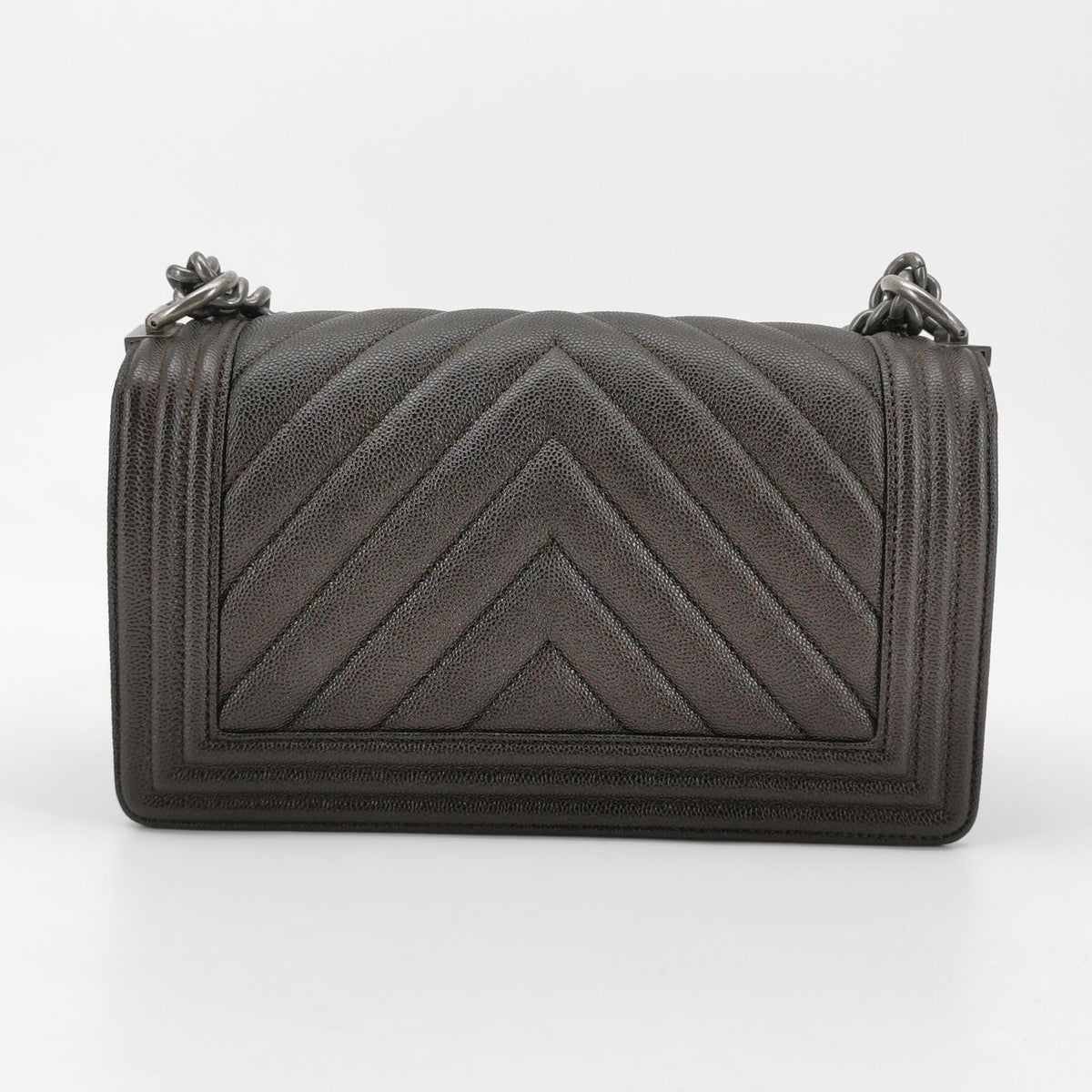 Chanel Chevron Boy Brown Caviar Medium
