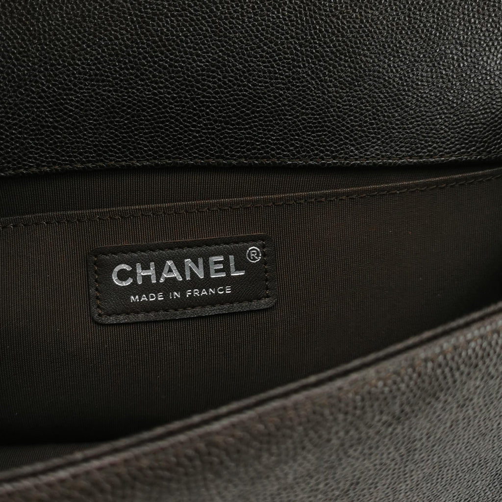 Chanel Chevron Boy Brown Caviar Medium