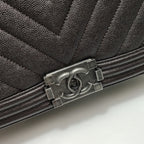 Chanel Chevron Boy Brown Caviar Medium