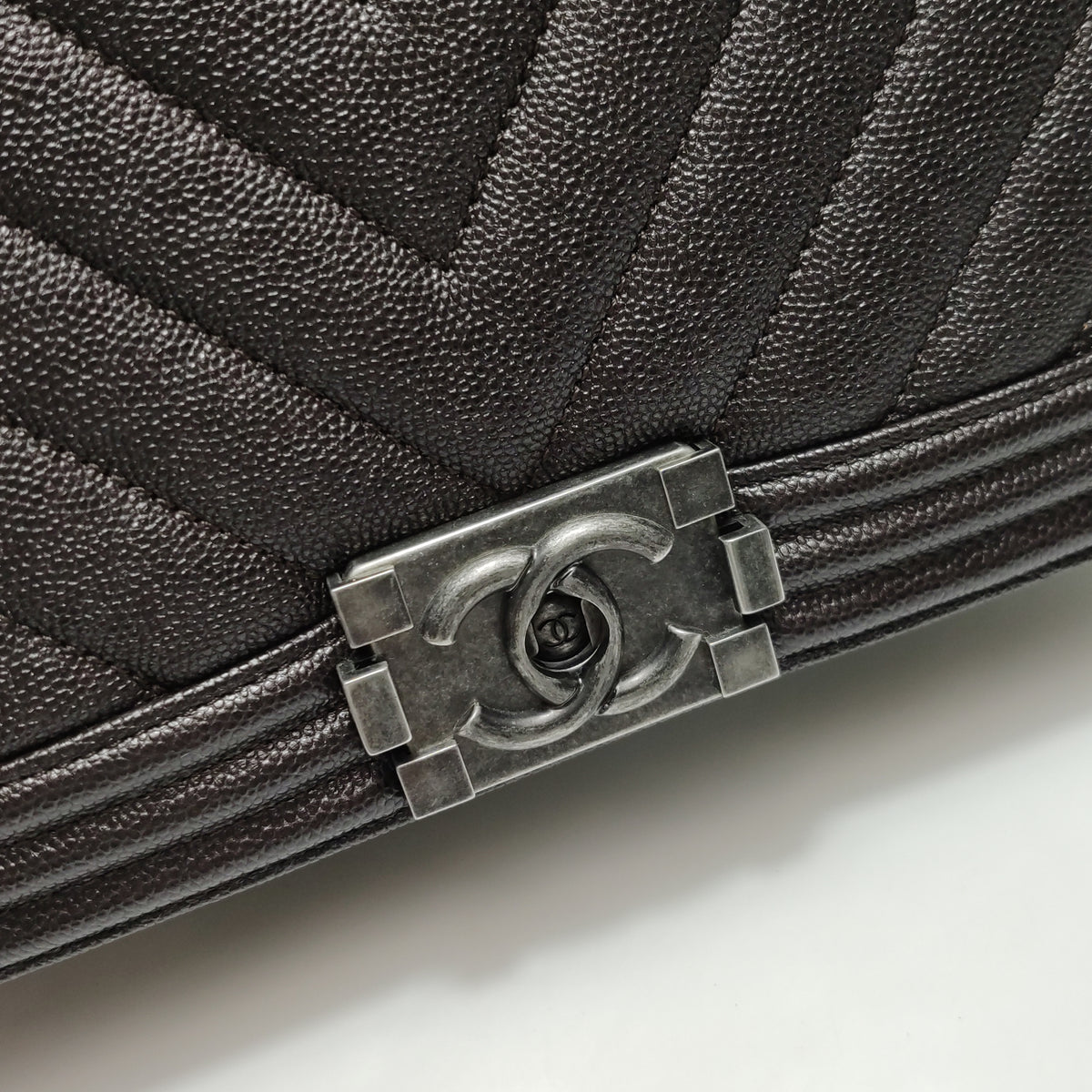 Chanel Chevron Boy Brown Caviar Medium