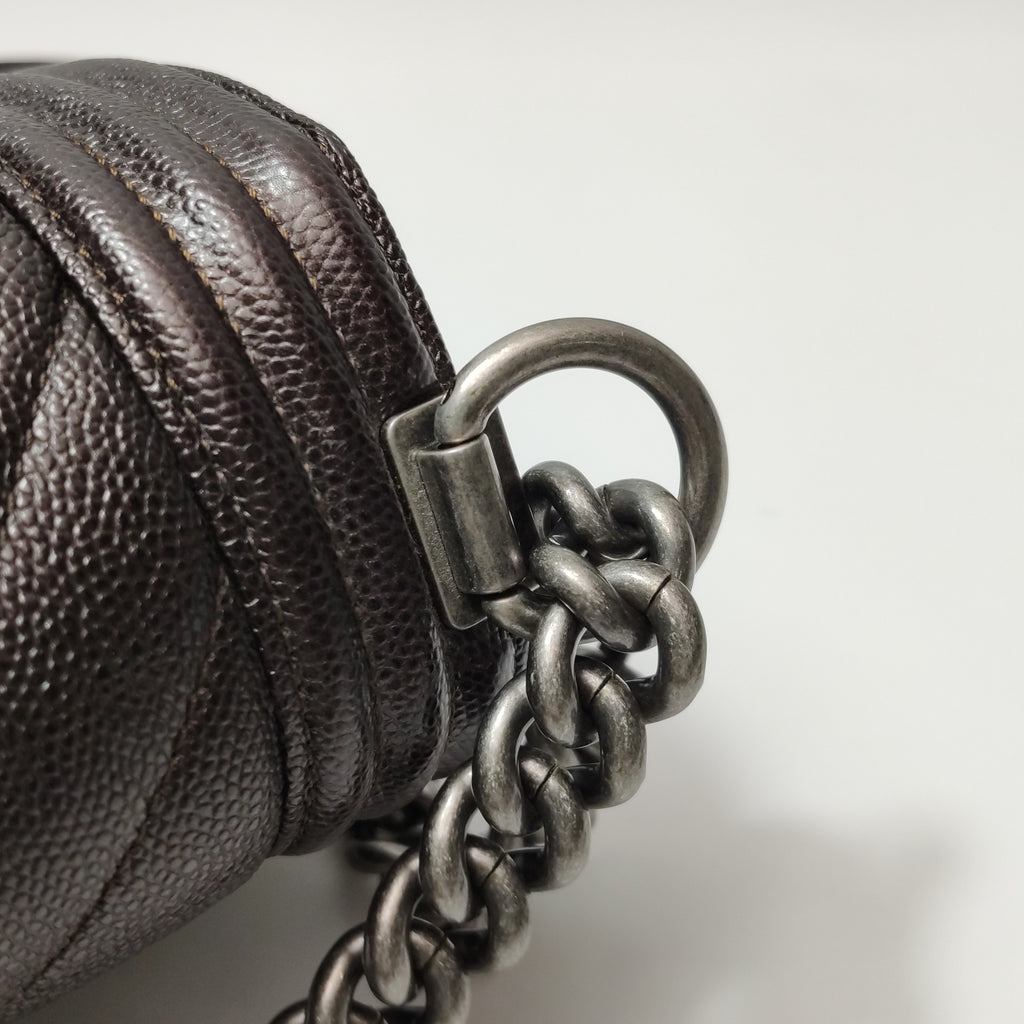 Chanel Chevron Boy Brown Caviar Medium