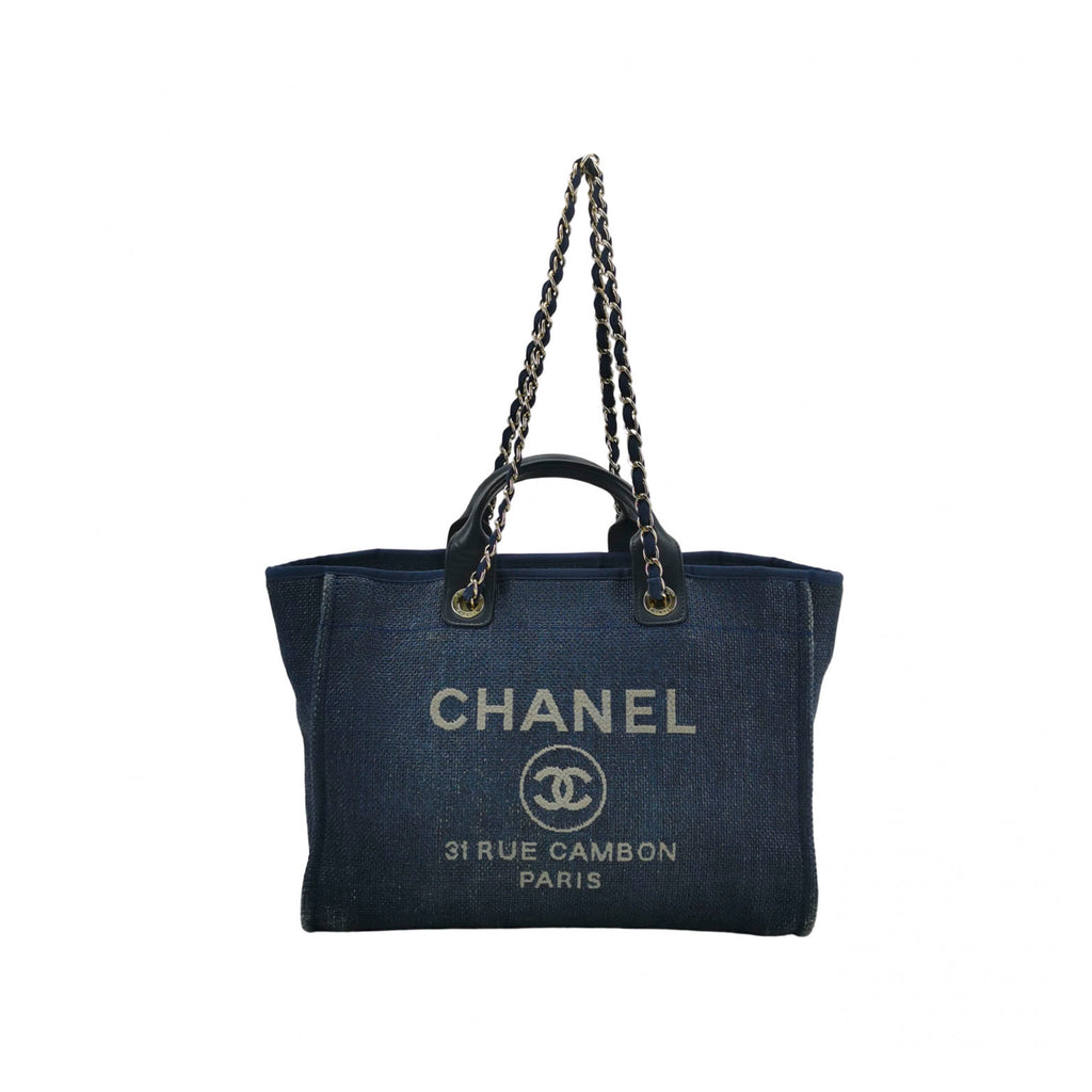 Chanel Deauville Tote Large Dark Blue