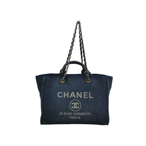 Chanel Deauville Tote Large Dark Blue