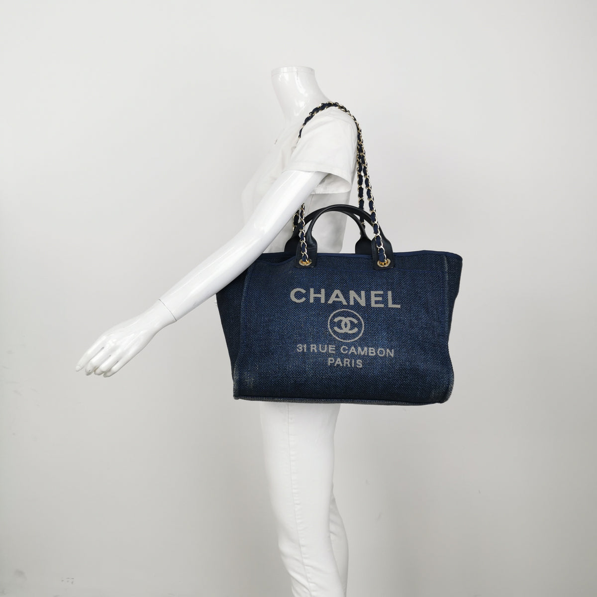 Chanel Deauville Tote Large Dark Blue