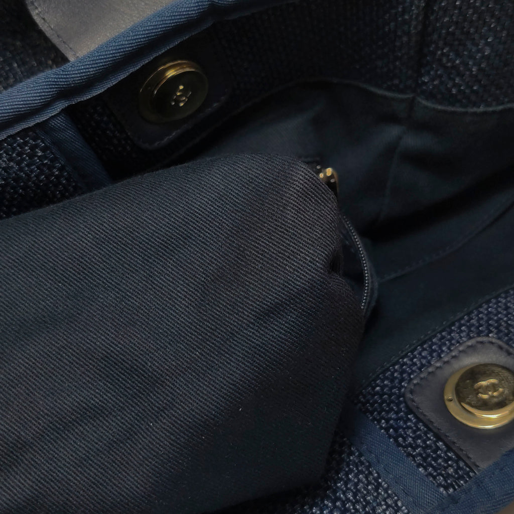 Chanel Deauville Tote Large Dark Blue