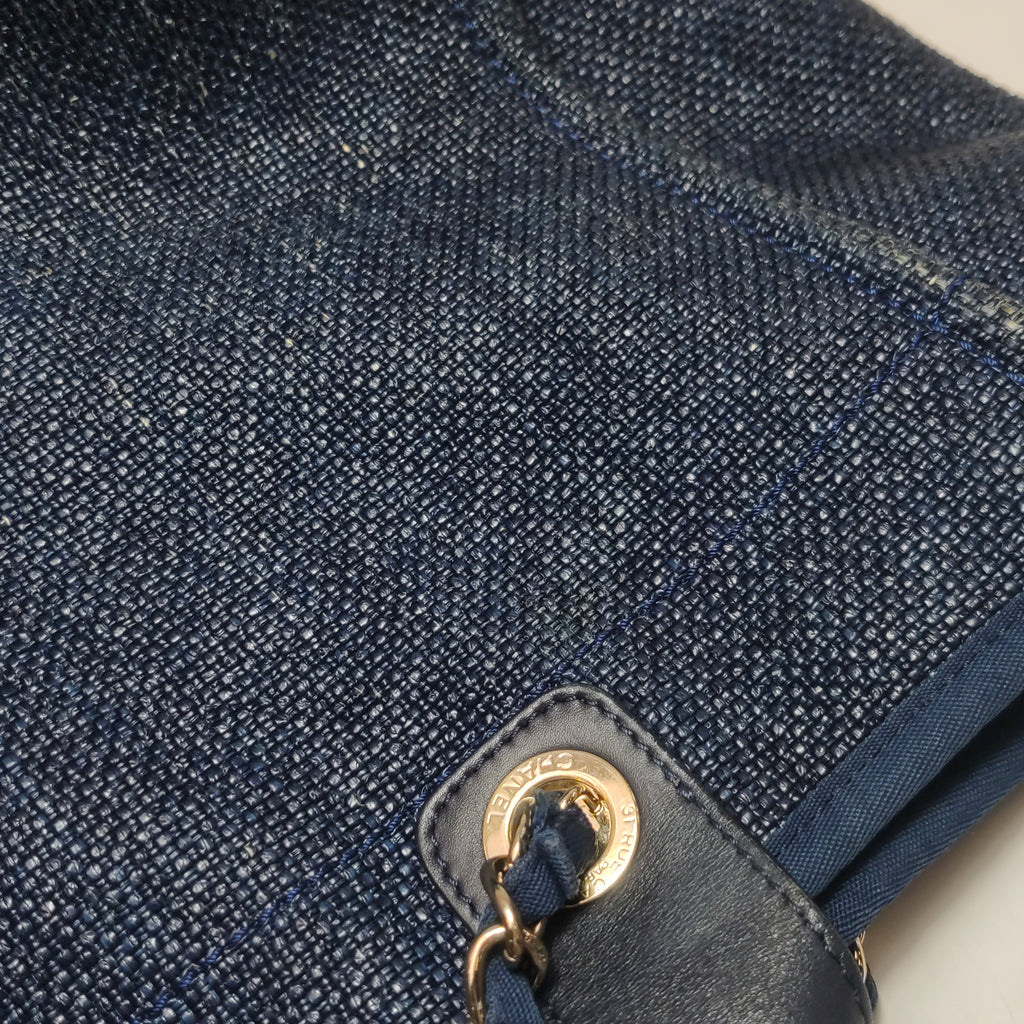 Chanel Deauville Tote Large Dark Blue
