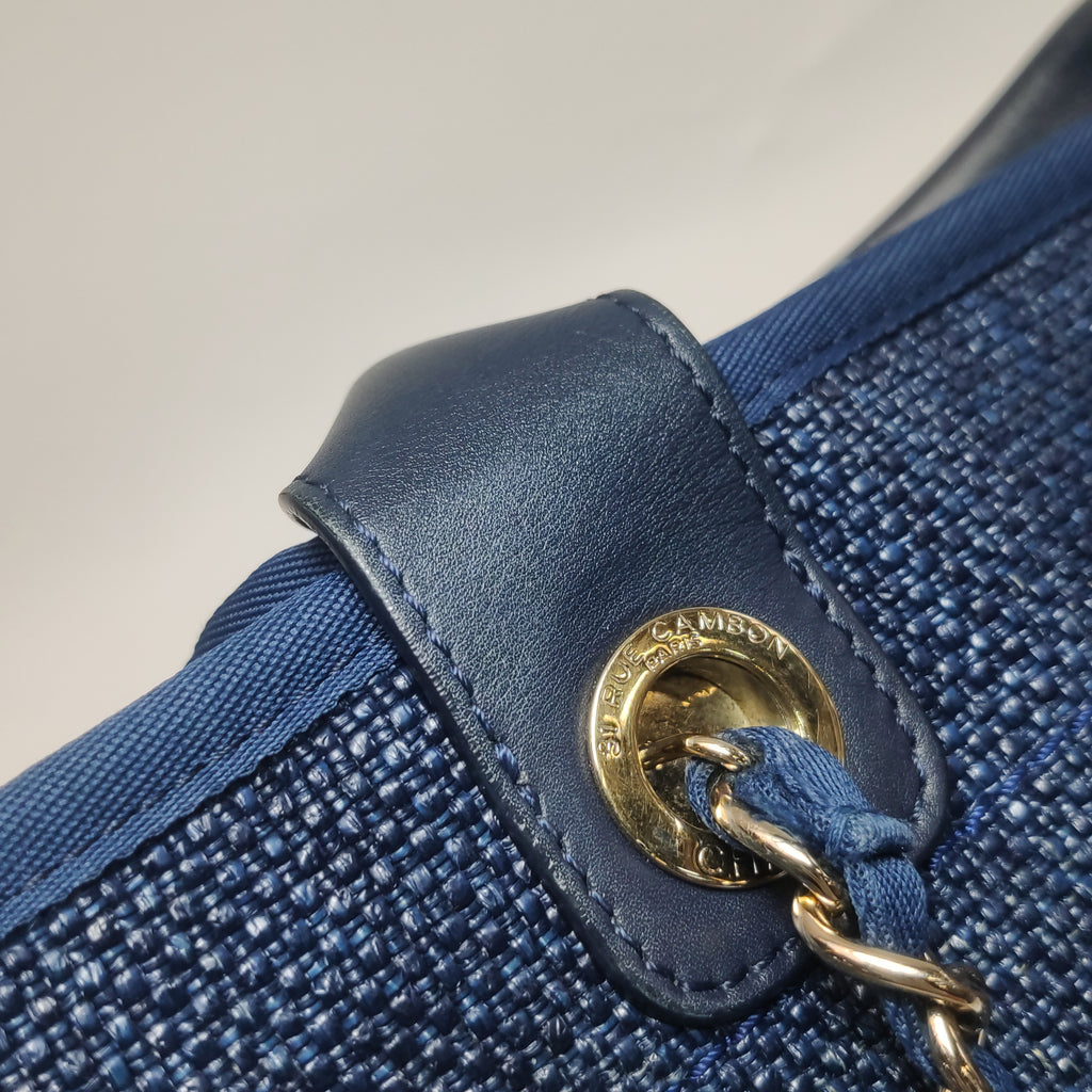Chanel Deauville Tote Large Dark Blue