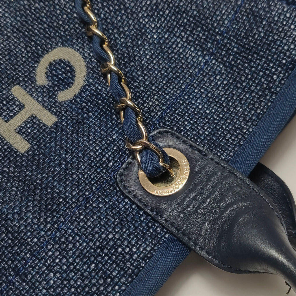 Chanel Deauville Tote Large Dark Blue