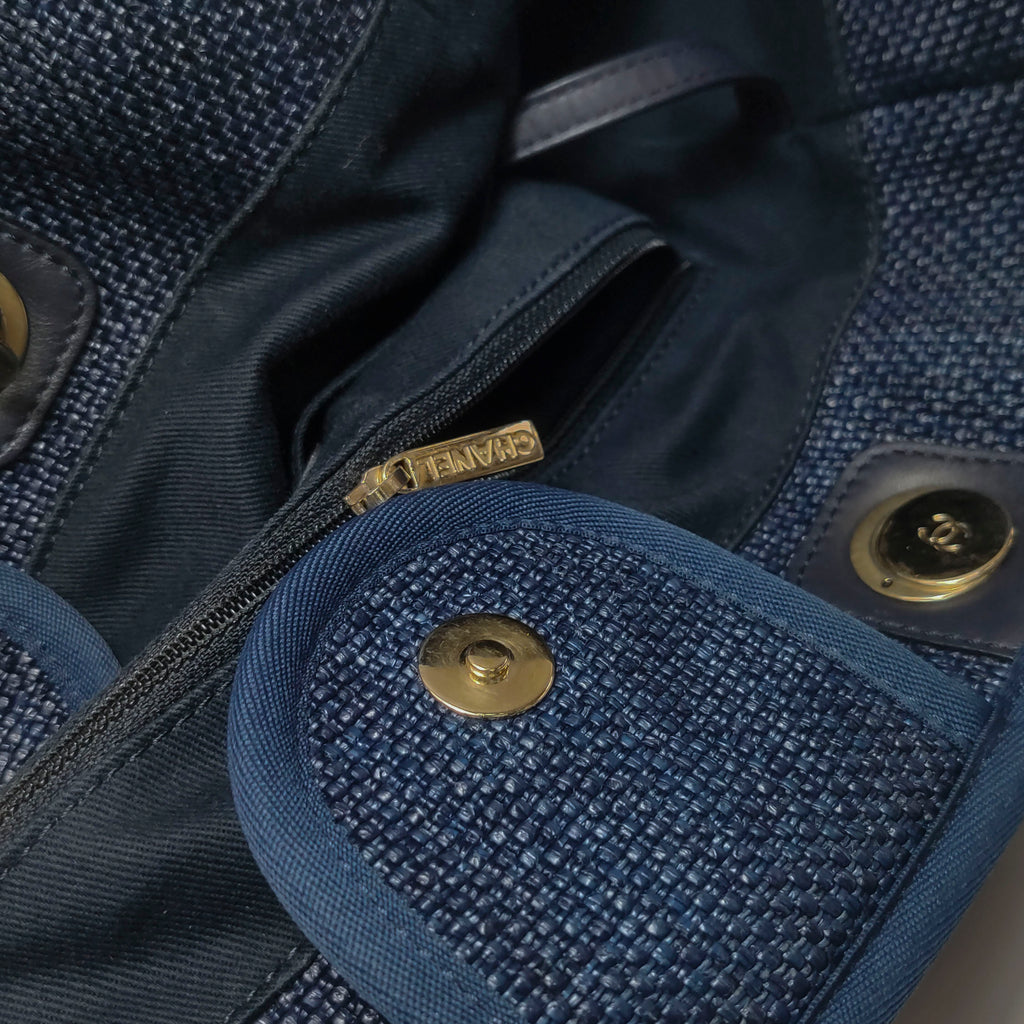 Chanel Deauville Tote Large Dark Blue
