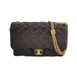 Chanel Pillow Crush Flap Bag Medium Brown Lambskin
