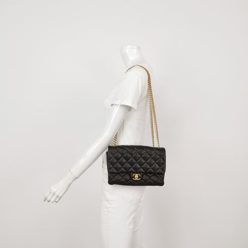 Chanel Pillow Crush Flap Bag Medium Brown Lambskin