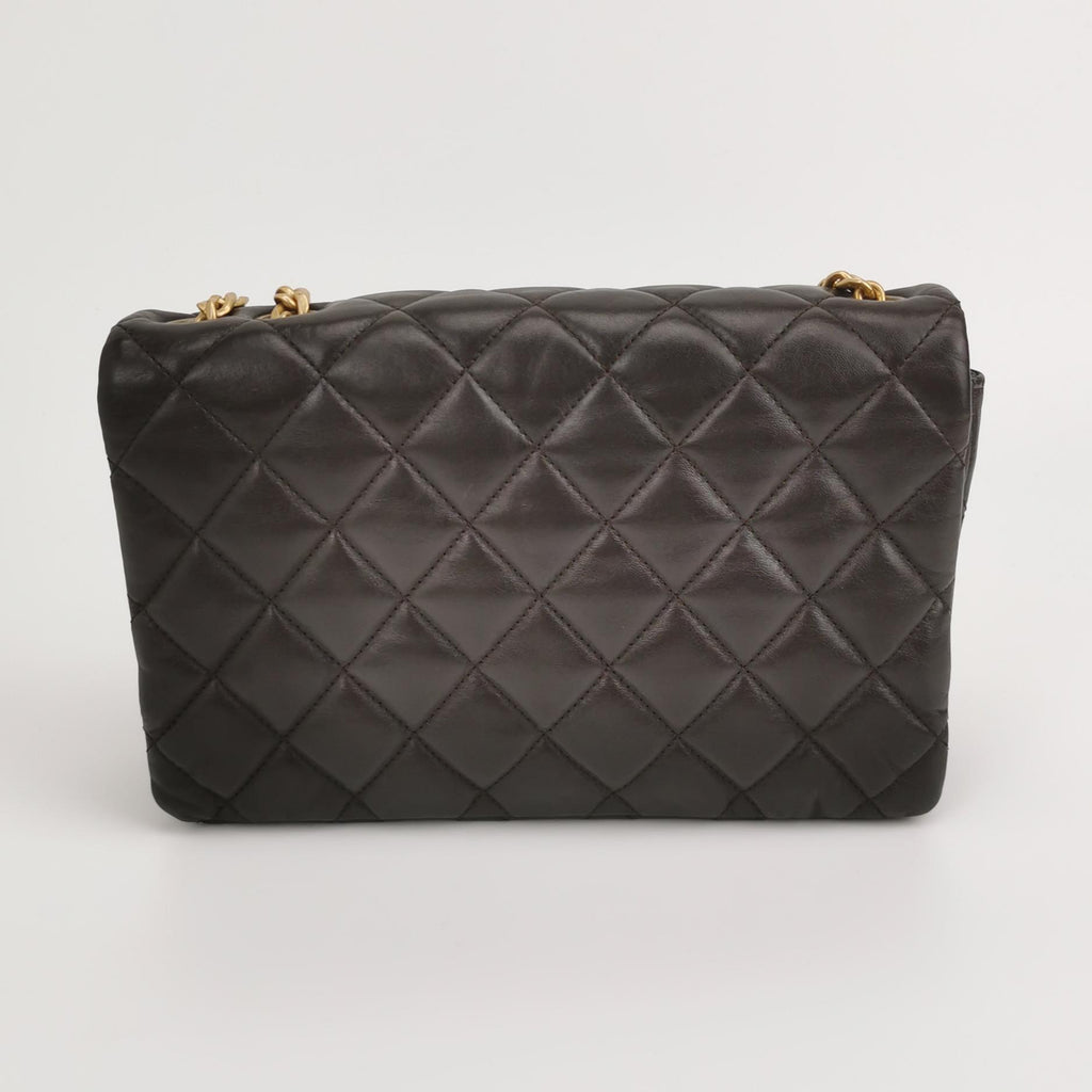 Chanel Pillow Crush Flap Bag Medium Brown Lambskin