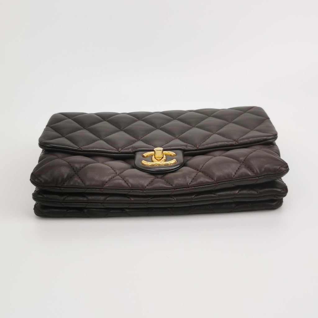 Chanel Pillow Crush Flap Bag Medium Brown Lambskin