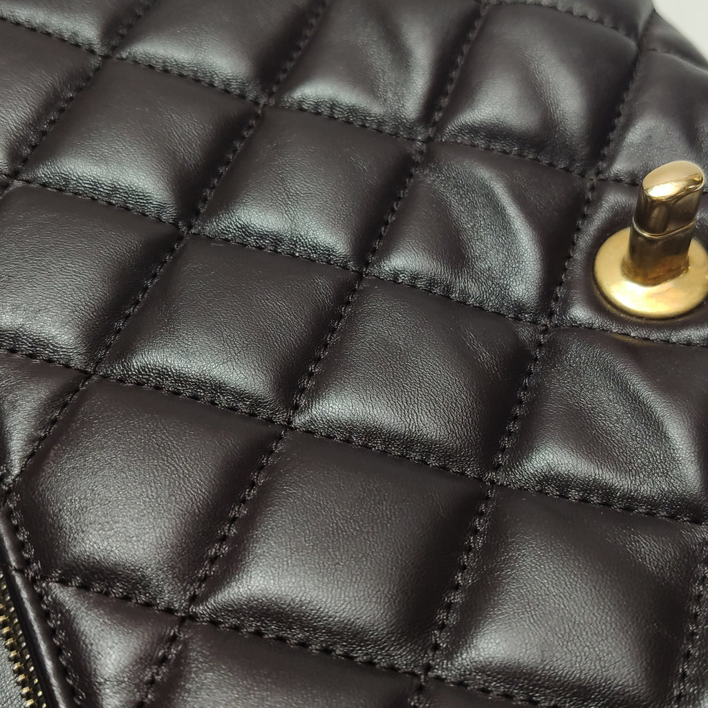Chanel Pillow Crush Flap Bag Medium Brown Lambskin