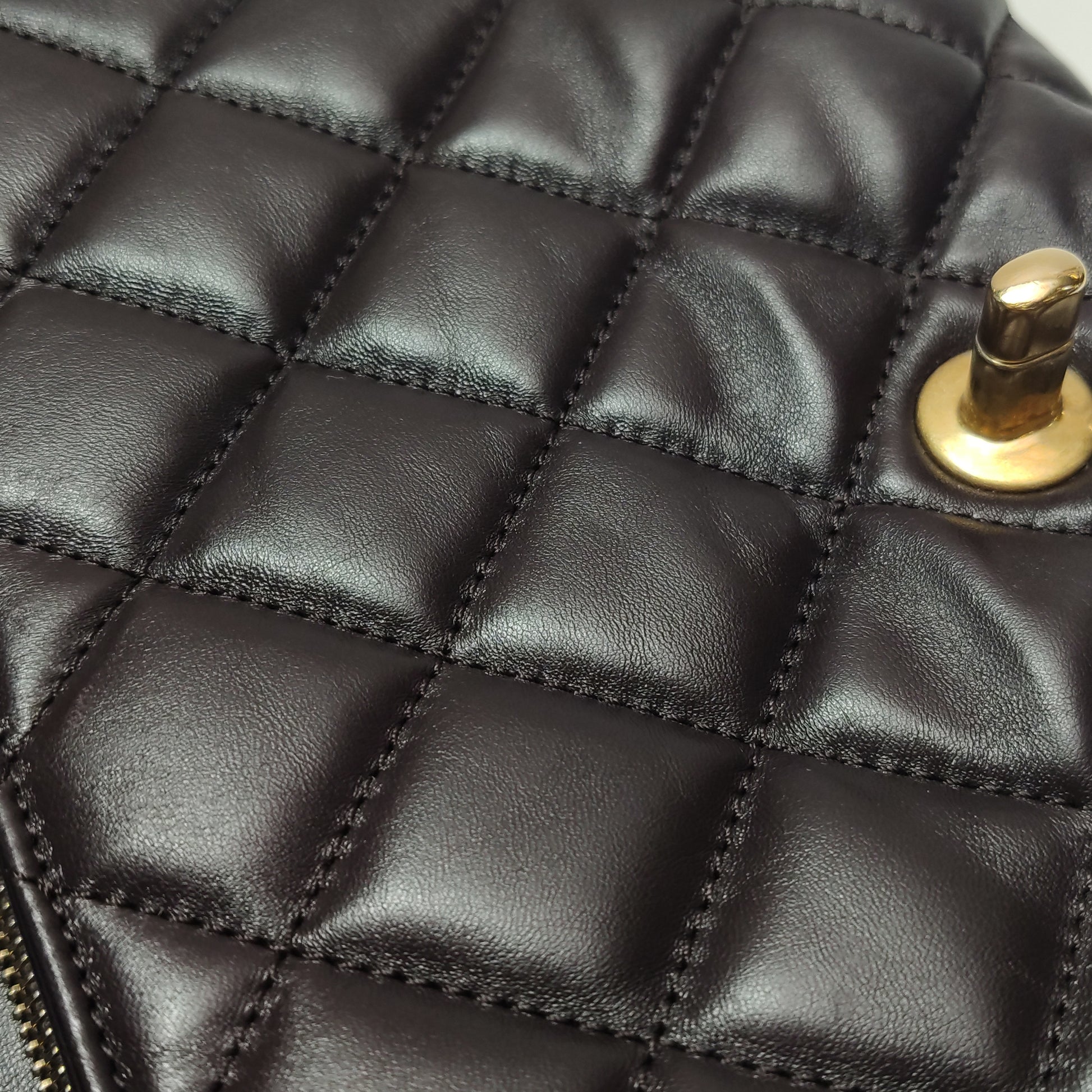 Chanel Pillow Crush Flap Bag Medium Brown Lambskin