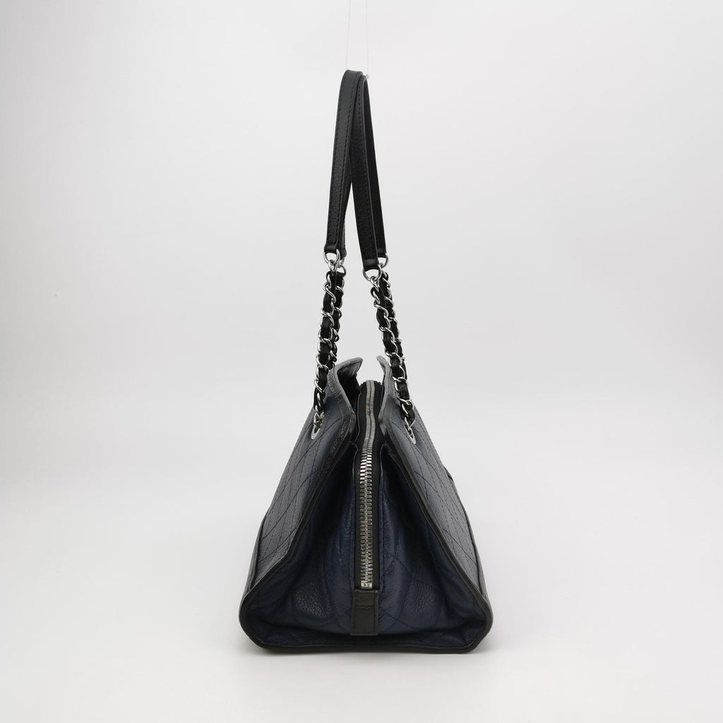 Chanel Angle Tote Navy Blue Black