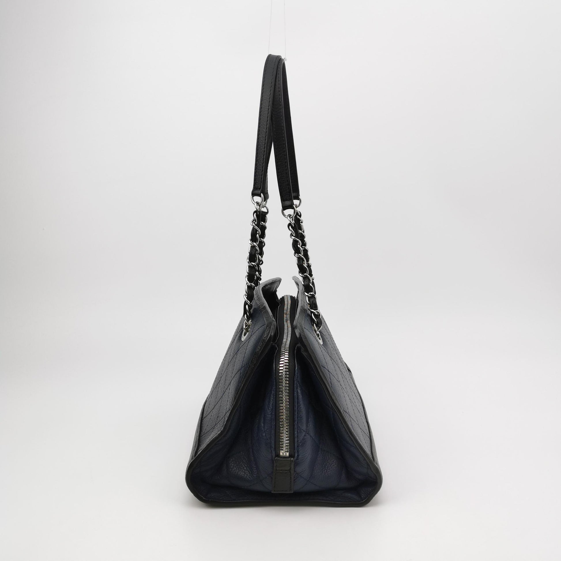 Chanel Angle Tote Navy Blue Black
