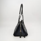 Chanel Angle Tote Navy Blue Black