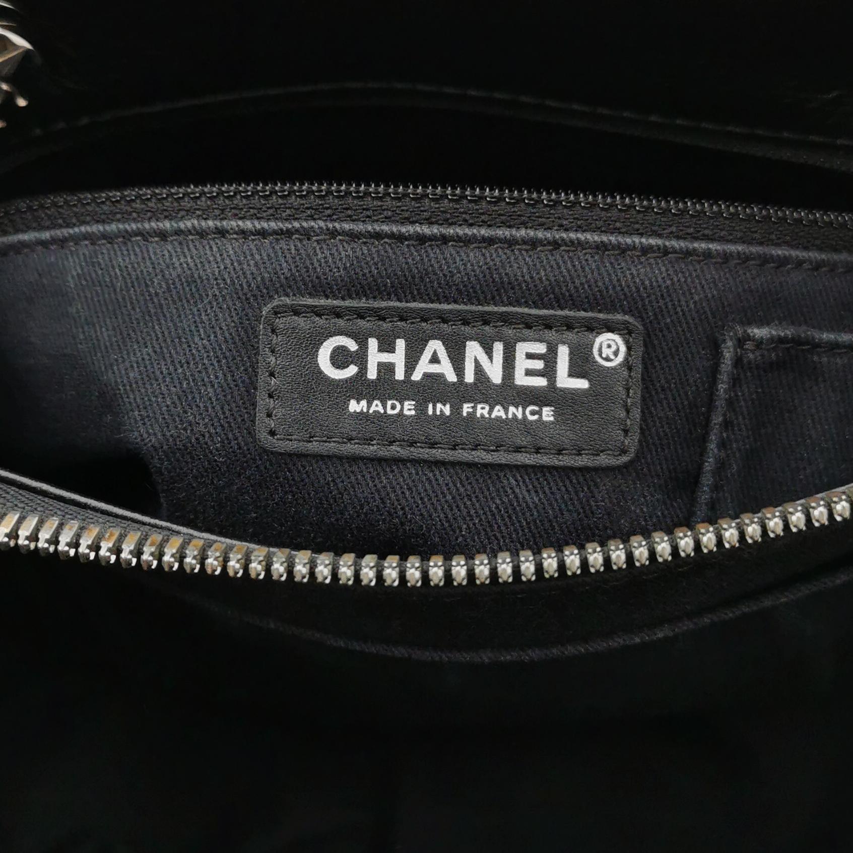 Chanel Angle Tote Navy Blue Black