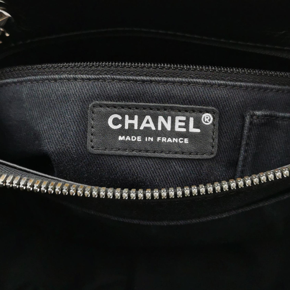 Chanel Angle Tote Navy Blue Black