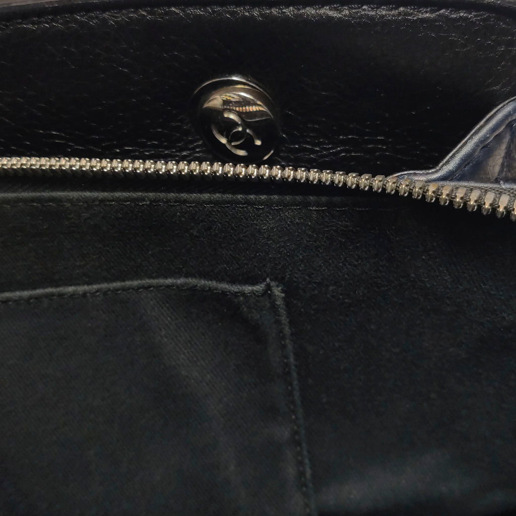 Chanel Angle Tote Navy Blue Black
