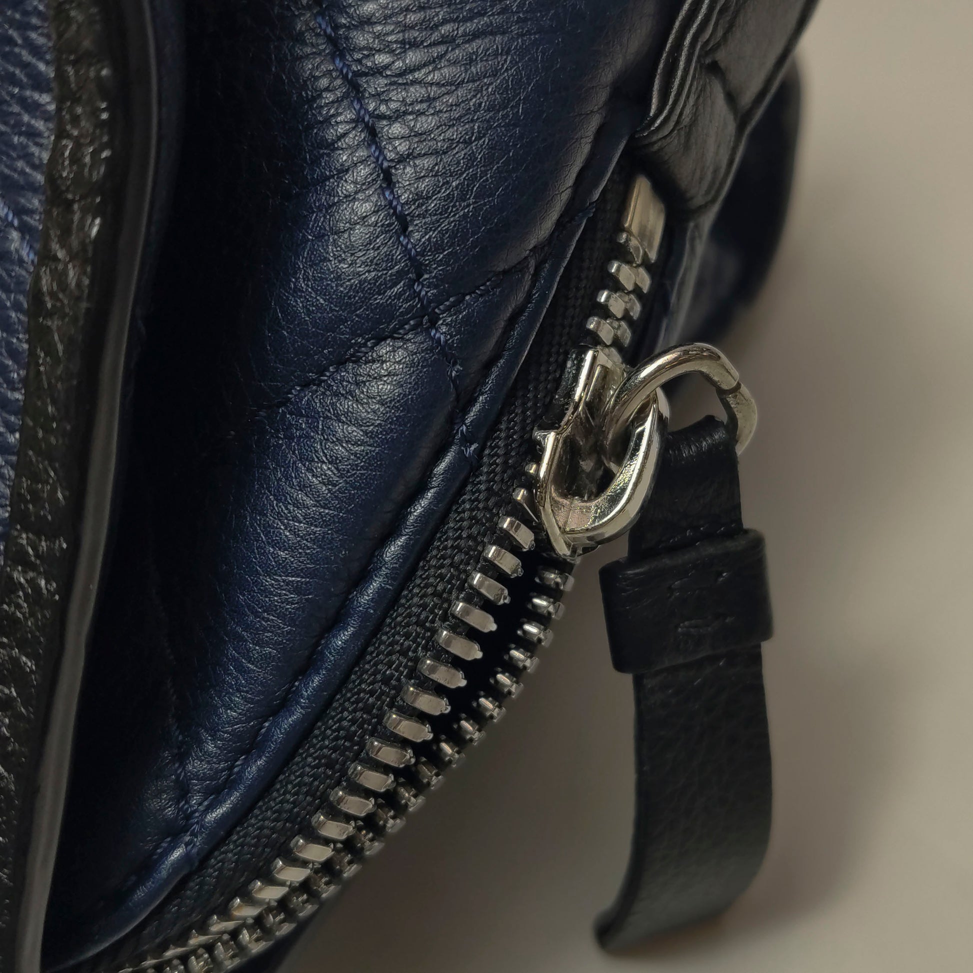 Chanel Angle Tote Navy Blue Black