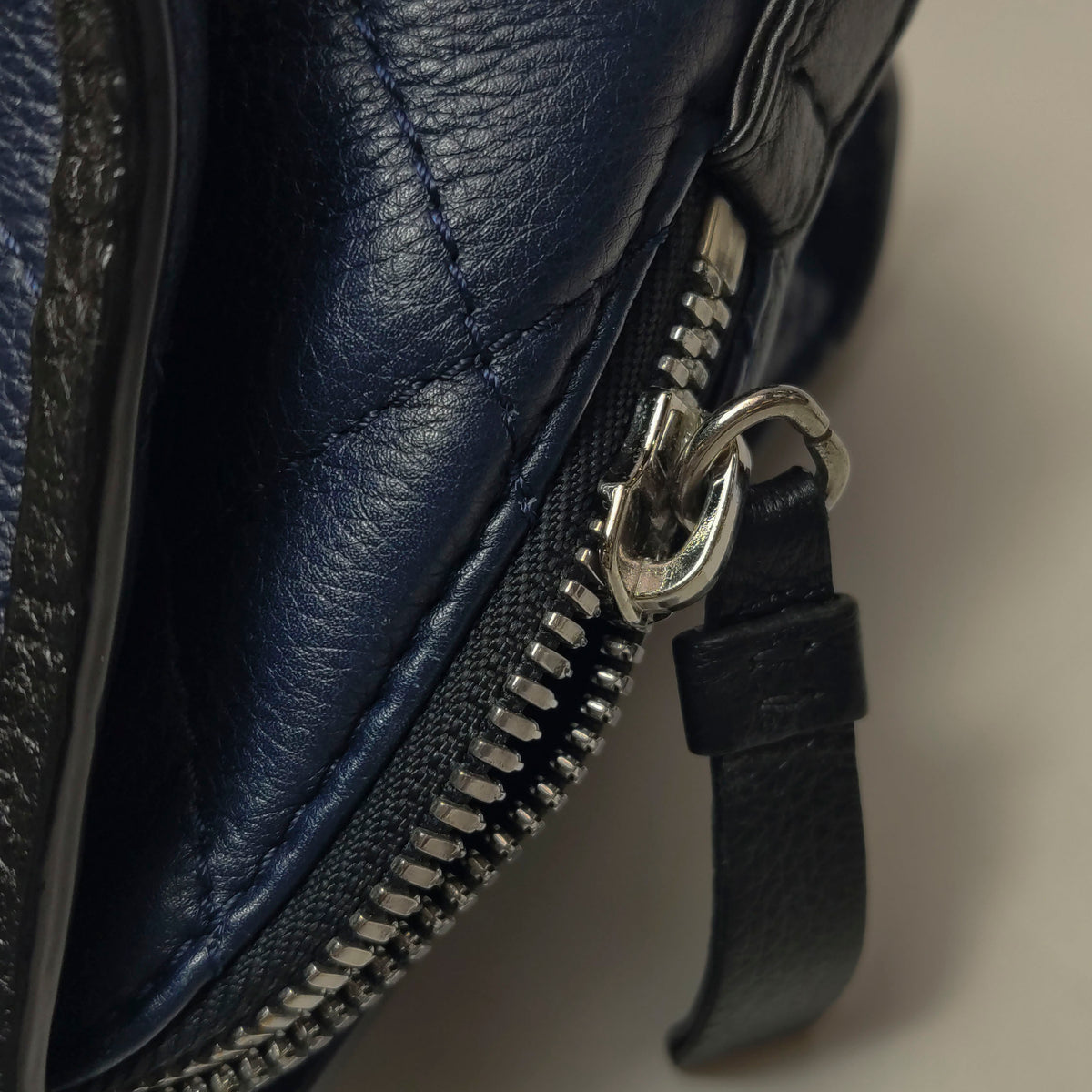 Chanel Angle Tote Navy Blue Black