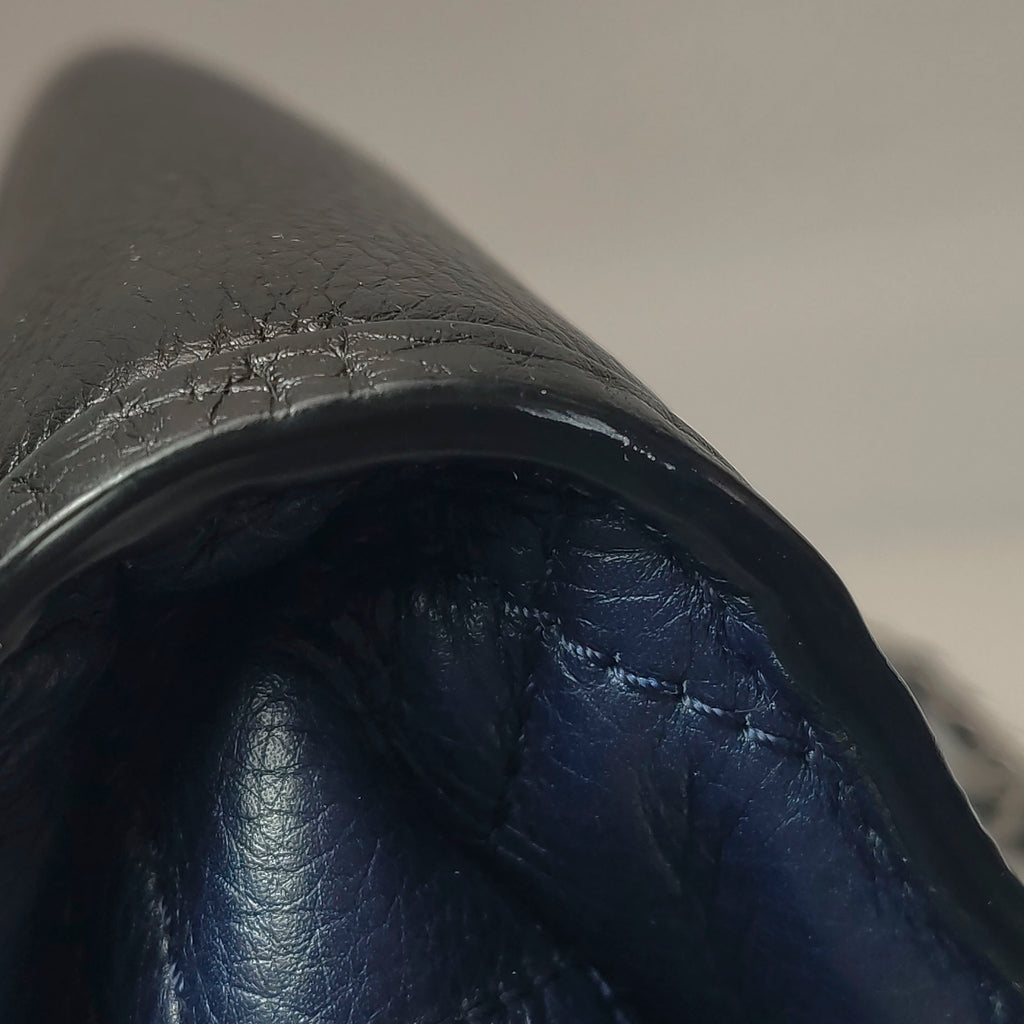 Chanel Angle Tote Navy Blue Black