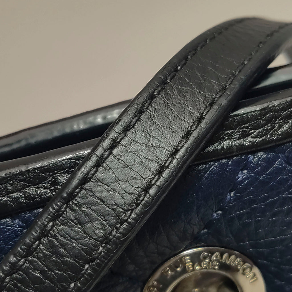 Chanel Angle Tote Navy Blue Black