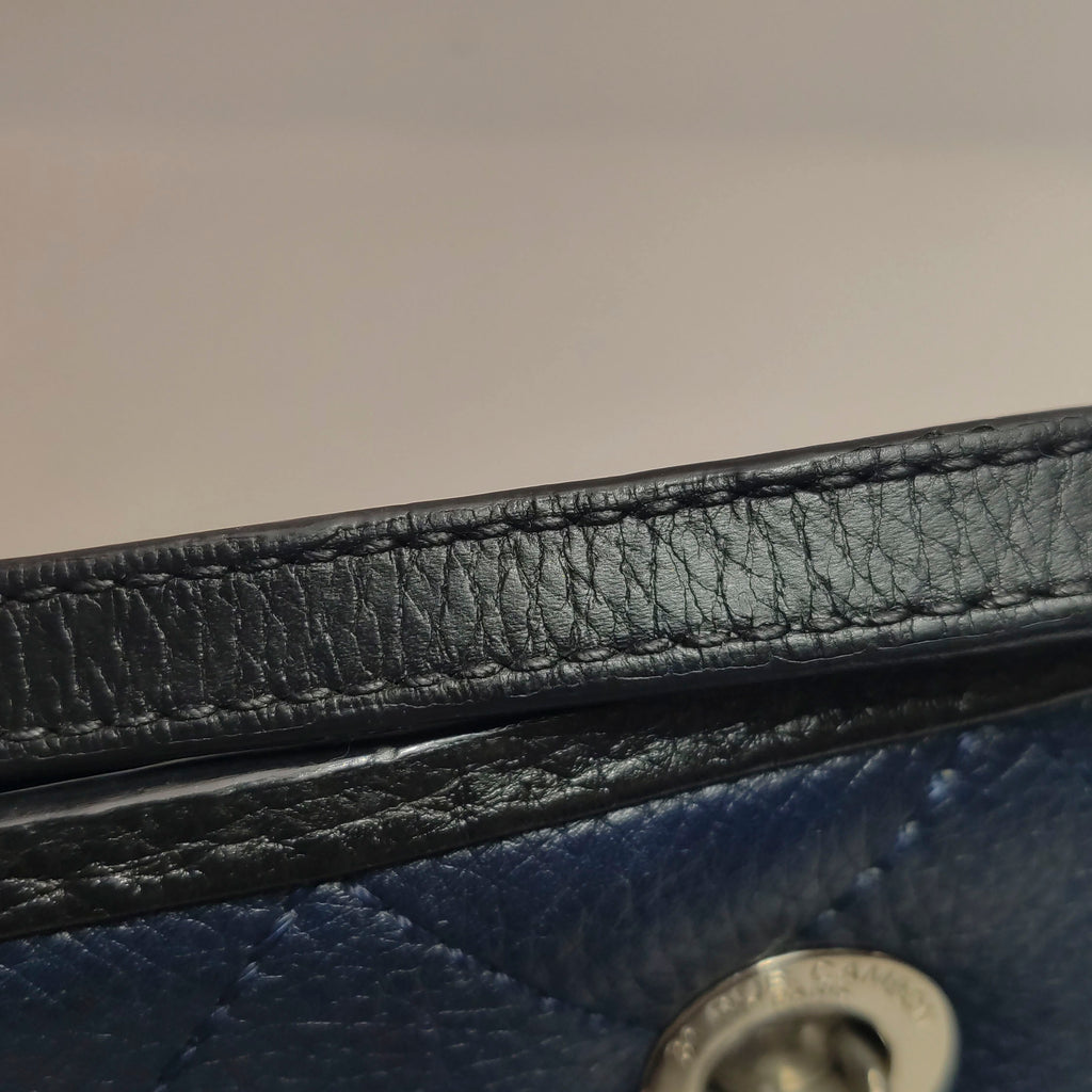 Chanel Angle Tote Navy Blue Black