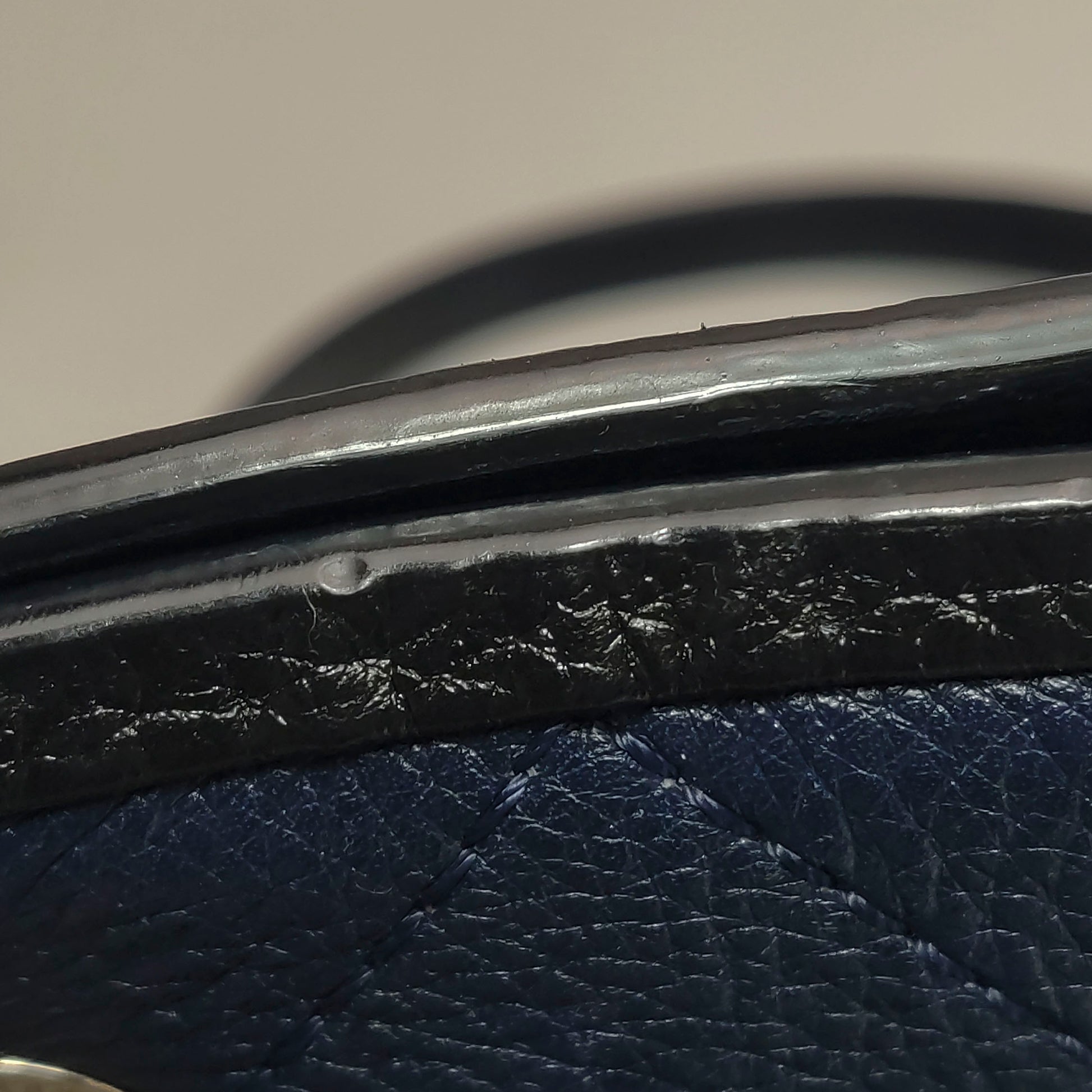 Chanel Angle Tote Navy Blue Black