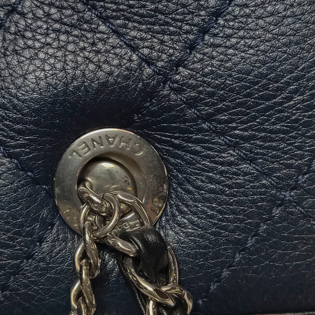 Chanel Angle Tote Navy Blue Black