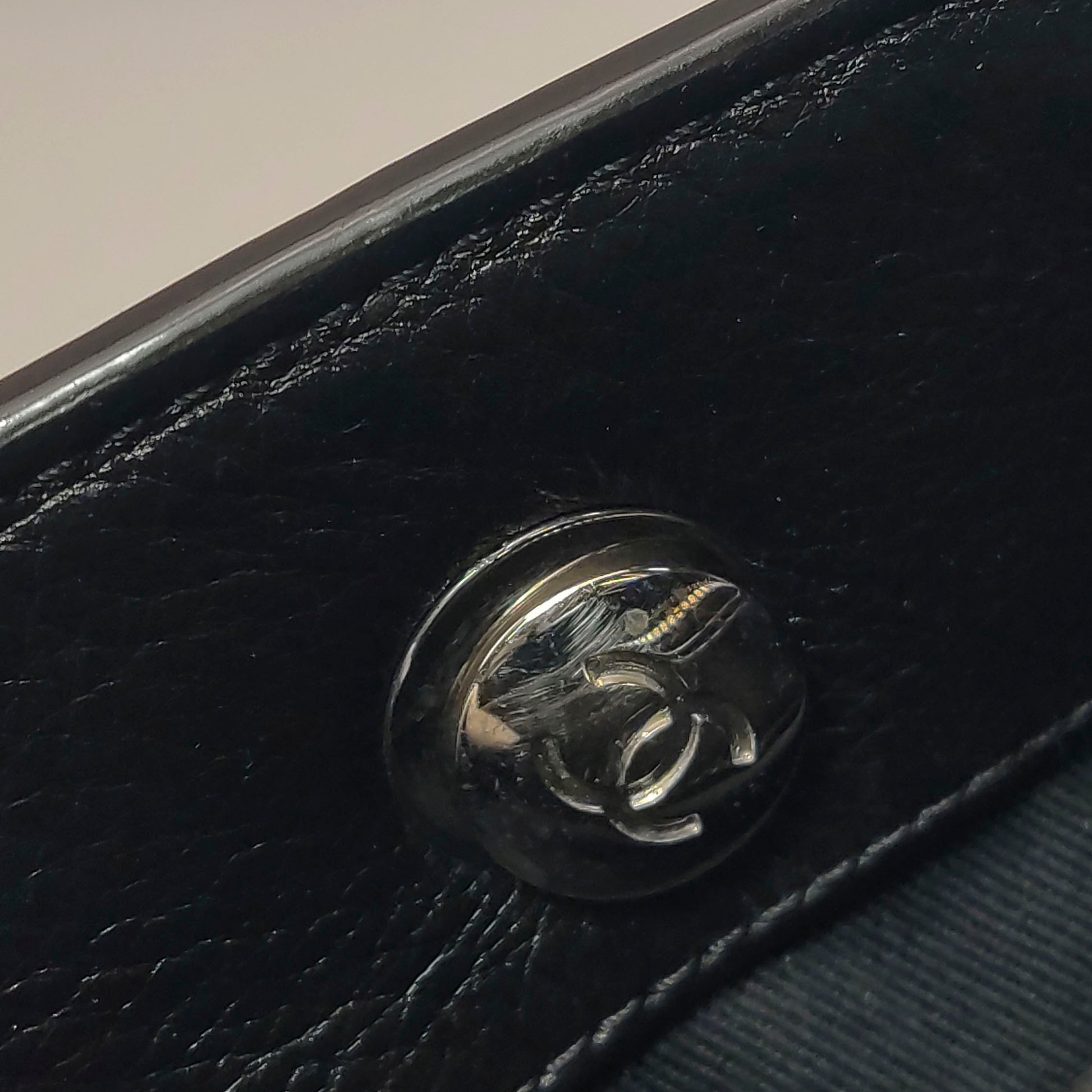 Chanel Angle Tote Navy Blue Black