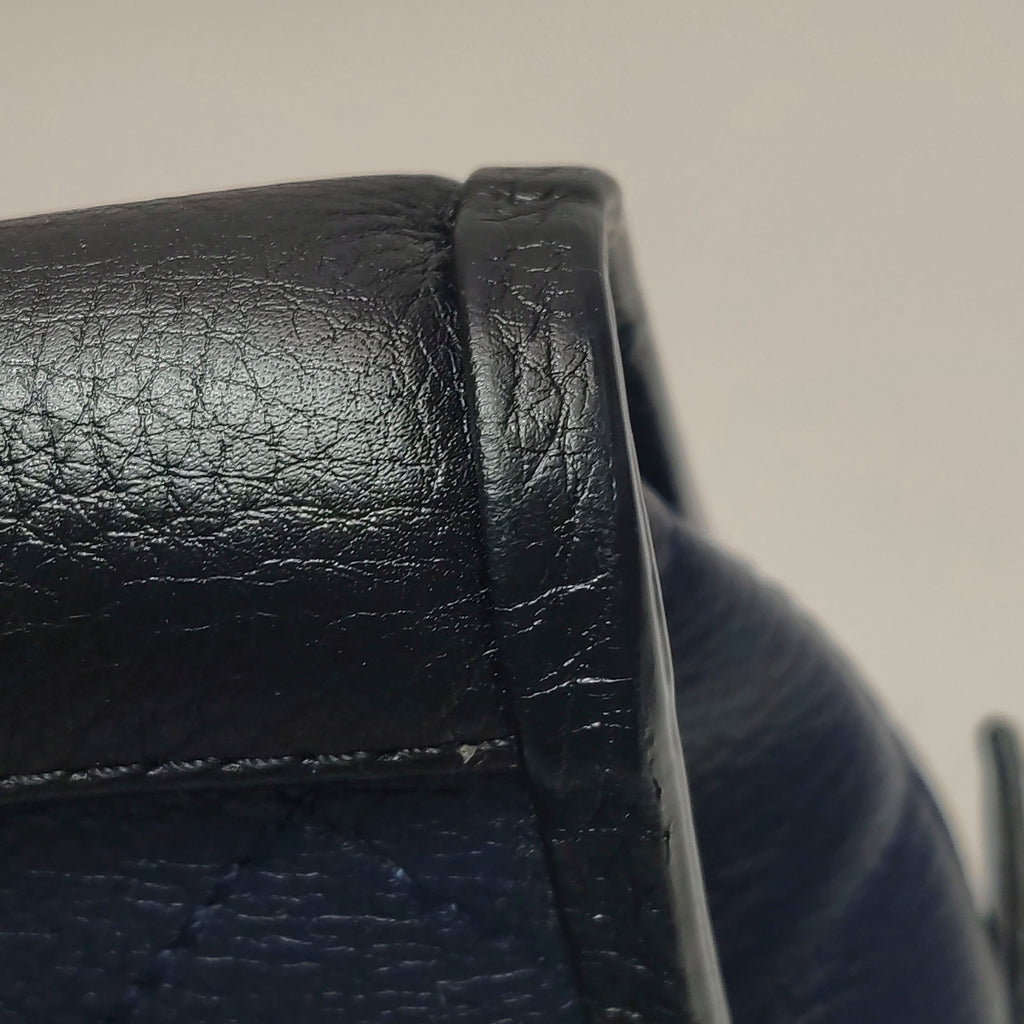Chanel Angle Tote Navy Blue Black