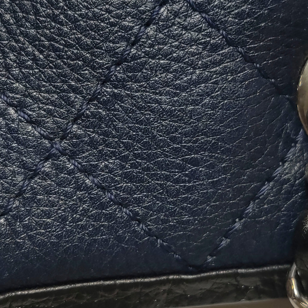 Chanel Angle Tote Navy Blue Black
