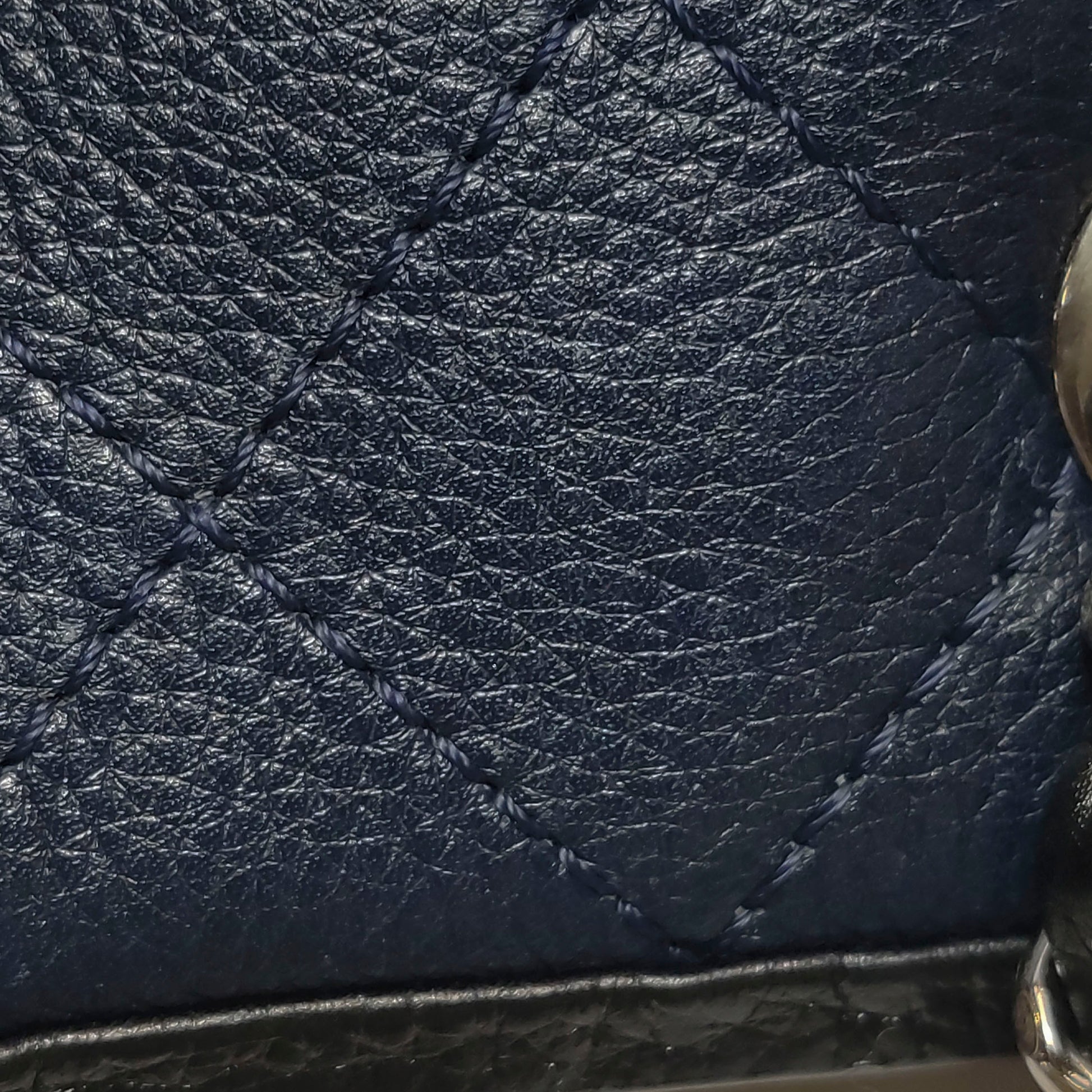 Chanel Angle Tote Navy Blue Black