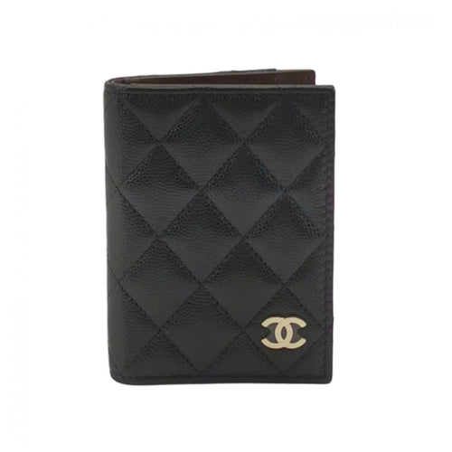 Chanel Quilted Card Holder Wallet Black Caviar