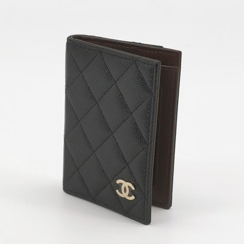 Chanel Quilted Card Holder Wallet Black Caviar