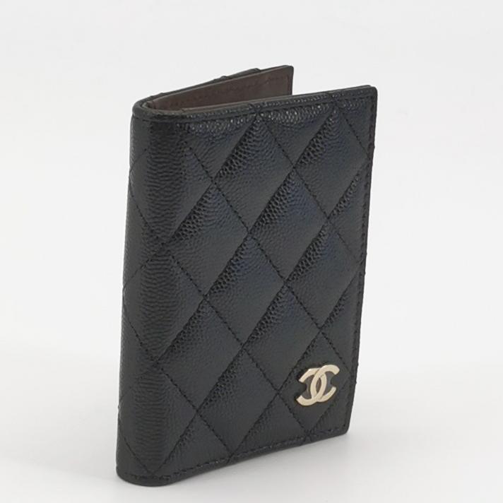 Chanel Quilted Card Holder Wallet Black Caviar